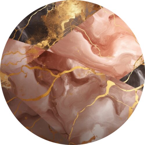 Roze Goud Abstract Muurcirkel